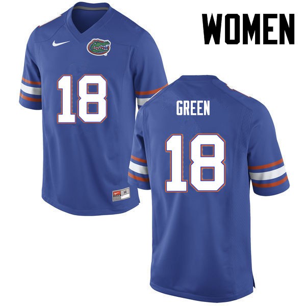 Florida Gators Women #18 Daquon Green College Football Blue